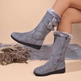 thumbnail image 5 of OKBOP Women's Faux Fur Trim Winter Boots Insulated Mid-Calf Zip-Up Chunky Sole Cozy Warm 41, 5 of 5
