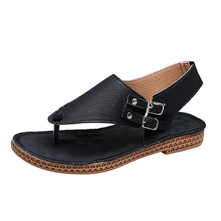 

Sandals For Women Sandles Summer Fashion Casual Hollow Split-toe Women s Herringbone Wedge Sandals Black