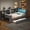Gray, variant on Euroco Wood Full Size Platform Bed with Desk and Trundle, Storage Daybed with Shelves, LED Light and USB Charging, Upholstery Headboard, Grey