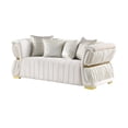 thumbnail image 5 of Gemma 2 PC Luxe Glam Velvet White Gold Sofa Loveseat Living Room Set, 5 of 5