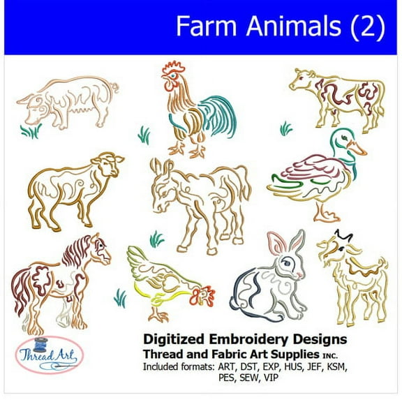arm Animals(2) Embroidery Designs - All Popular Formats Included - Loaded on USB Stick
