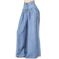 thumbnail image 2 of Vibrant Women's Juniors High Rise Super Wide Leg Chambray Pants (S, Denim), 2 of 5