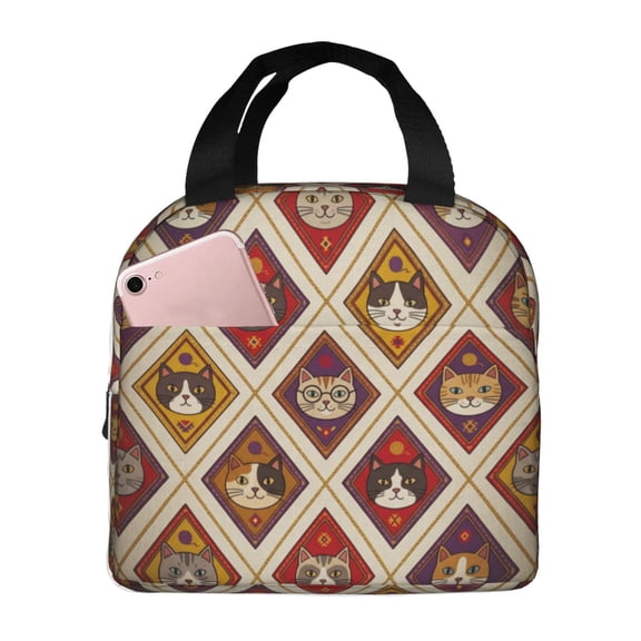Cat Lunch Bag Lunch Box for Women,Leakproof Lunch Tote Large Capacity,Reusable Insulated Lunch Tote Bag,Keep Warm and Fresh,Cooler bag Lunch Container for Work Office Picnic Travel