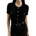 thumbnail image 3 of Women's Casual Summer Short Sleeve Cardigan Button Down Knitted Sweater Basic Crew Neck Crop Tops Black S, 3 of 7