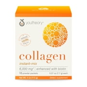 Youtheory Natural Vanilla Flavor Collagen Dietary Supplement, 6,000 mg, 0.27 oz, 15 count