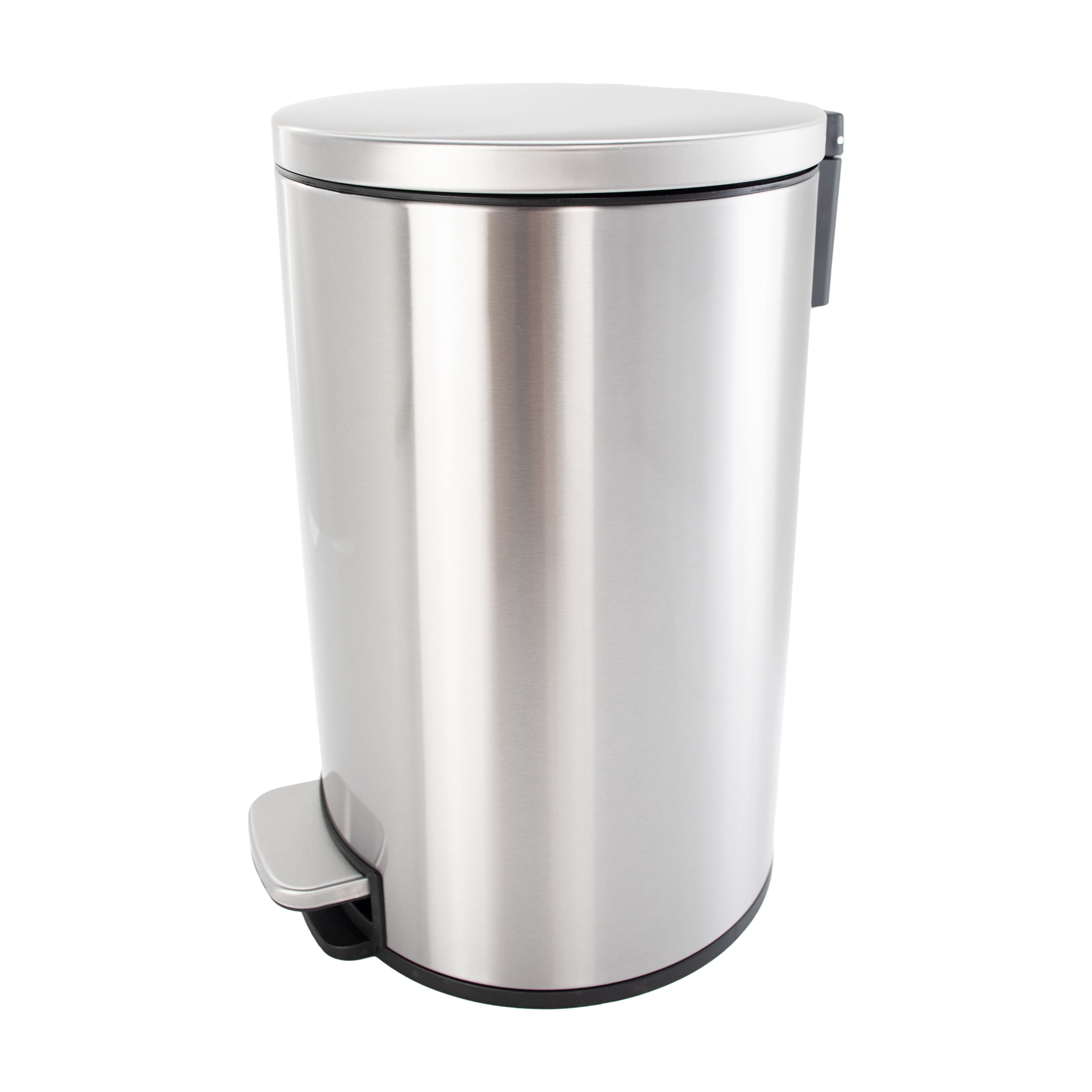 (4 pack) Better Homes & Gardens Stainless Steel Kitchen Trash Can, 3.1 Gallon,  Soft Close Step On Lid Garbage Bin, Silver