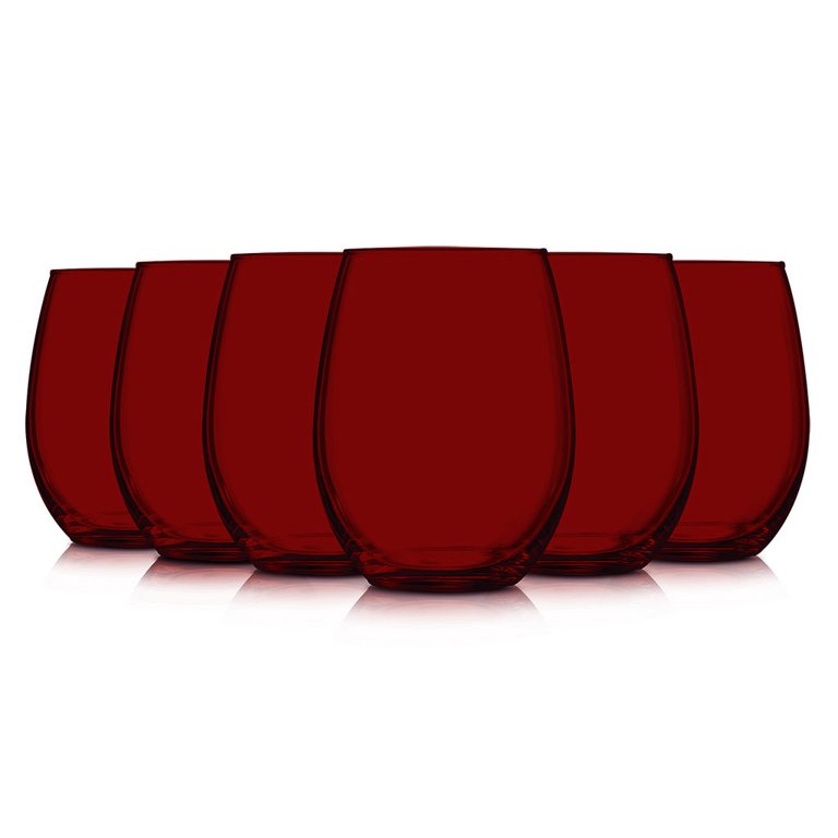 TableTop King 21 oz Wine Glasses, Stemless Style, Full Accent, Red, Set of  6 - Walmart.com