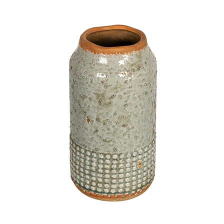 Creative Co-Op Round Terra-cotta Hobnail Planter Vase with Heavily Distressed Finish, Grey