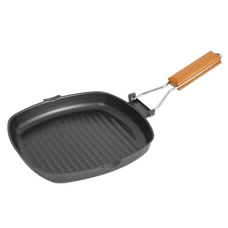 

Tomfoto Outdoor Camping Frying Pan Ultralight Iron Steak Pot with Foldable Handle Cooking Tableware