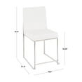 thumbnail image 5 of LumiSource Brushed Stainless Steel, White PU High Back Fuji Dining Chair - Set of 2, 5 of 11