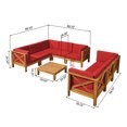 thumbnail image 3 of GDF Studio Cynthia Outdoor Acacia Wood 8 Seater Sectional Sofa Set with Coffee Table, Brown, 3 of 10