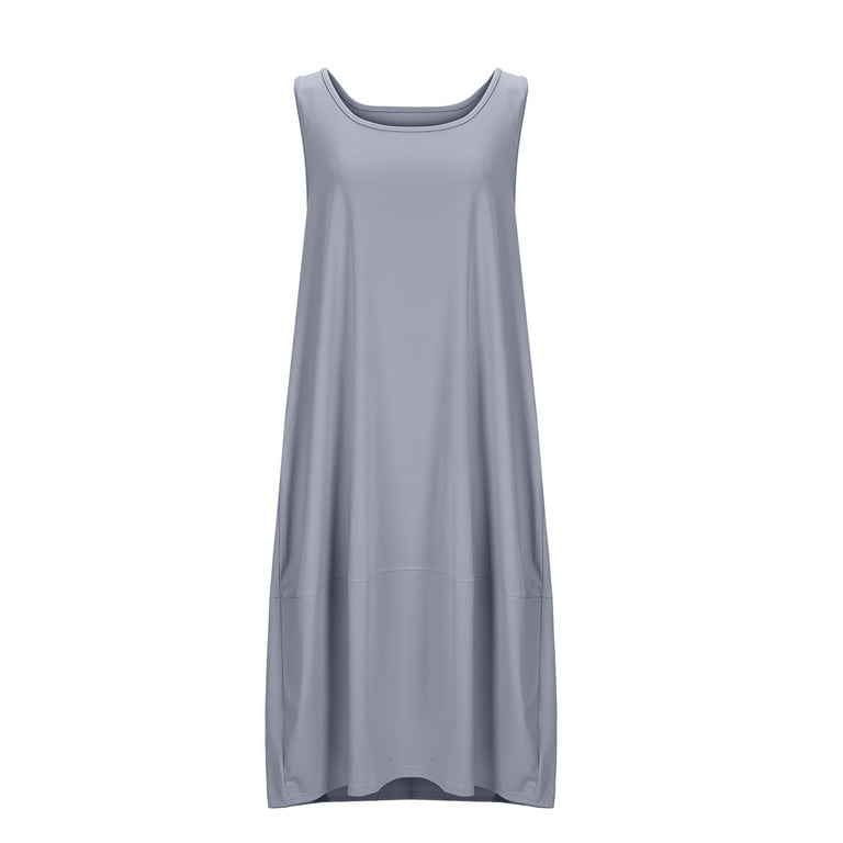white christmas dresses Vintage 1980s Blue Cotton Tank Top Maxi Dress, Made in USA, M/L main image 1