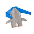 thumbnail image 2 of Kid Boys Chic Animals Printed One-Piece Rash Guard with Sun Hat 2pcs Swimsuit Pool Beach Bathing Suit (Blue and Grey Shark, 4T), 2 of 3