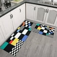 thumbnail image 3 of Black White Geometric Kitchen Rugs and Mats Sets Of 2,Kitchen Decoration Rugs,Rubber Backing Non-Slip Floor Mat for Sink Washable Waterproof Laundry Room Runner Rugs, 3 of 7