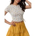 thumbnail image 2 of Lovito Casual Print Floral Drawstring Crop Tops, 2 of 5
