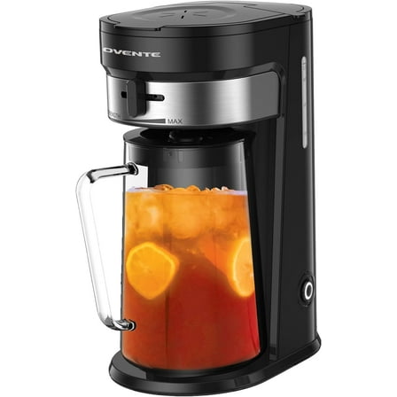 OVENTE Iced Tea Maker and Cold Coffee Brewer Machine with 3 Quart Pitcher, Strength Selector for Taste Customization and Reusable Filter, Perfect For Fruit Infused Tea, Black CMT215B