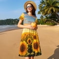 thumbnail image 4 of Disketp Beautiful Golden Sunflower Field para Vestido de Manga Corta para Mujeres, Vestidos de Verano para Mujeres, Casual y Holgado para la Playa, 4 of 6