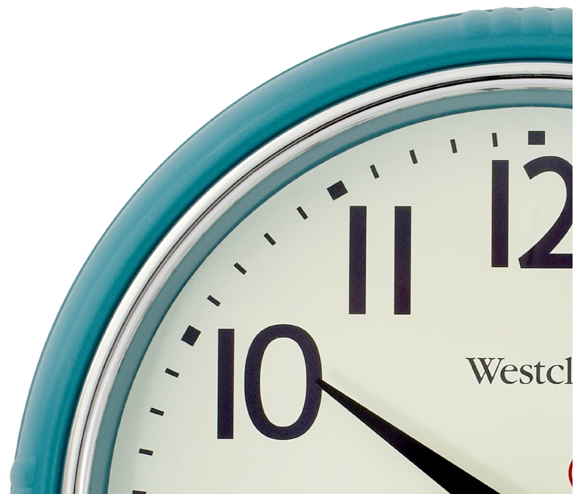 Westclox 12”  Teal Retro Analog Quartz Accurate Wall Clock with Easy-to-Read Dial.