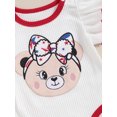 thumbnail image 7 of Suealasg Baby Girl 4th of July Outfits Set Fly Sleeve Bear Embroidery Tops Star Print Layered Hem Shorts Headband 3Pcs Newborn Summer Clothes, 7 of 7