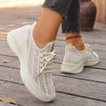 thumbnail image 5 of Women's Breathable Lace Up Running Shoes Lightweight Slip On Sneakers Comfortable Arch Support Non Slip Walking Shoes Beige Size 7.5, 5 of 8