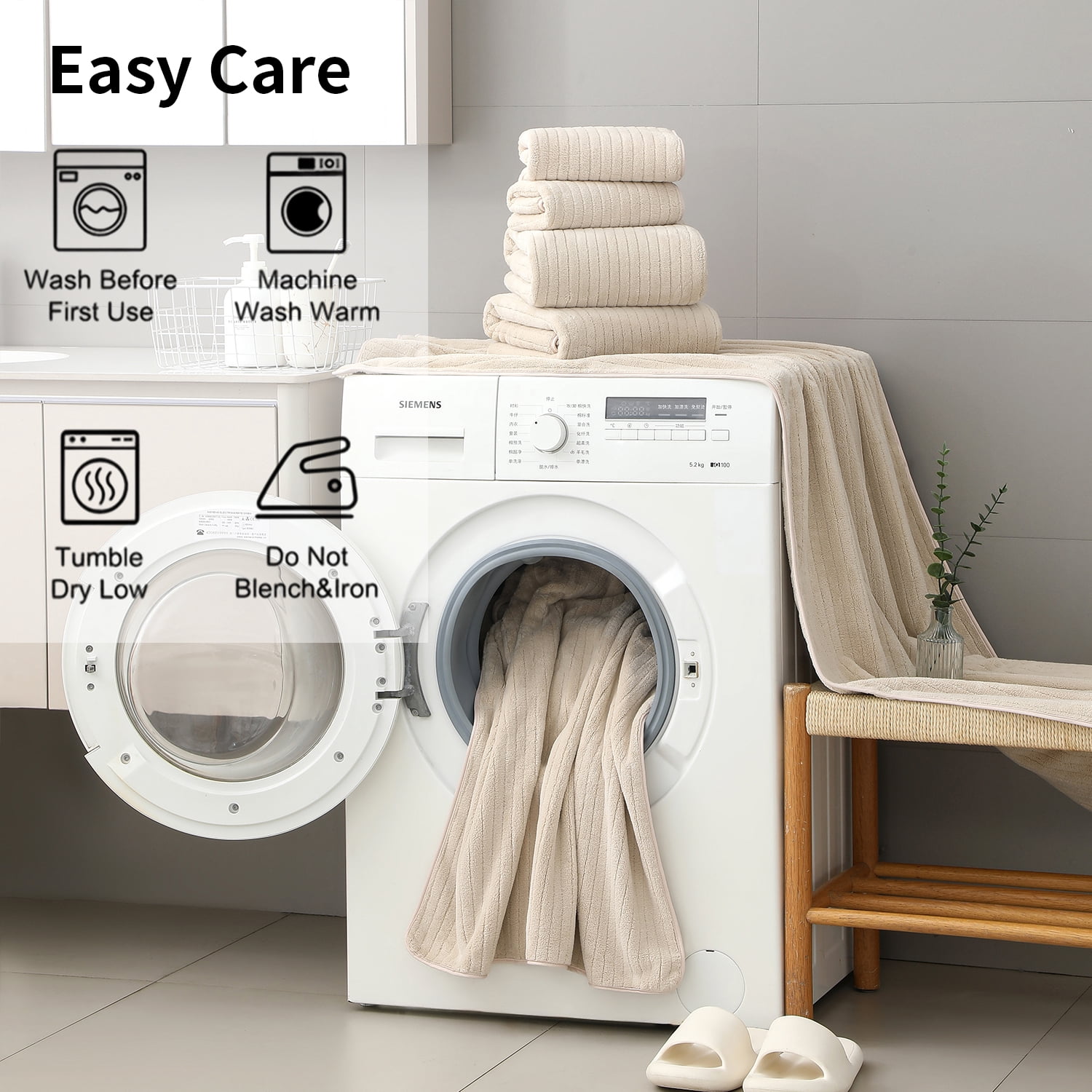 Covina Home 8 Piece Camel Bath Towel Set Microfiber Bathroom Towel Set Ultra Soft Plush Oversized Towels Adult Luxury Bath Sheet