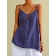 thumbnail image 3 of QUTETN Women's Cotton-Linen Blend Sleeveless Tank Top - Off-Shoulder Summer Shirt with Thin Straps, Breathable Casual Top for Casual Attire, Machine Washable Solid Color Regular Fit, Cotton Tank Top, 3 of 4