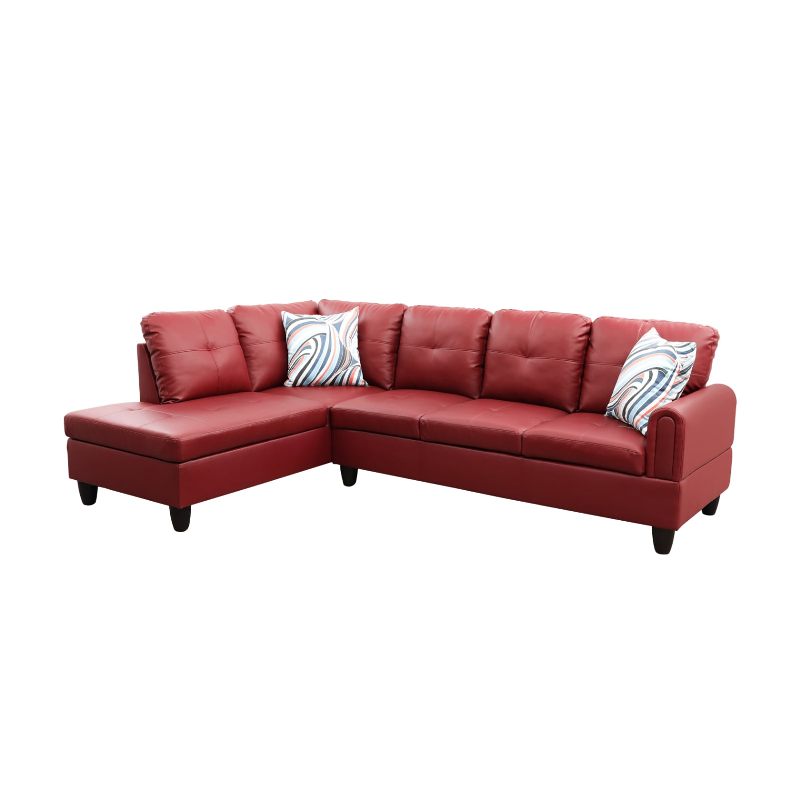Hommoo L Shaped 4-Seat Couch, Faux Leather Sectional Couches