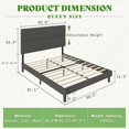 thumbnail image 4 of LUXOAK Queen Size Upholstered Bed Frame with 47.3" High Adjustable Headboard & Wooden Slats, Grey, 4 of 6