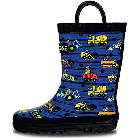 

Lone Cone Rain Boots with Easy-On Handles in Fun Patterns for Toddlers and Kids Construction Monsters 8 Toddler