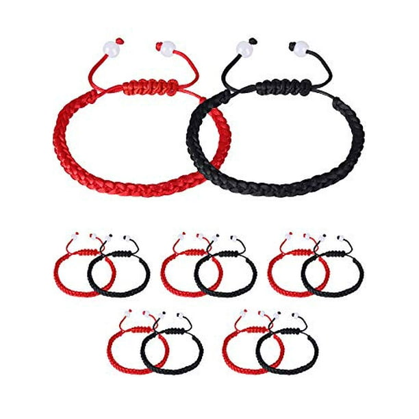 12pcs Braided Kabbalah Bracelets Red Black String Kabbalah Bracelet  Handmade Sliding Cord Adjustable Kabbalah Wristband Bracelet Good Luck  Bracelet for Men Women Teen Amulet Gift 