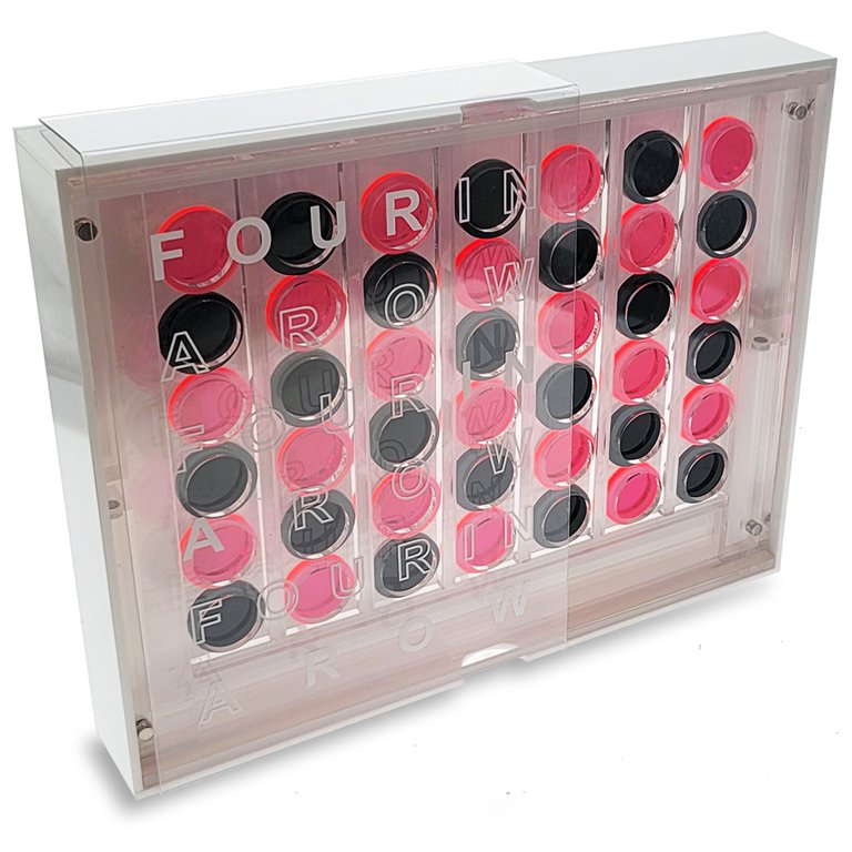 OnDisplay Luxe Acrylic Four In A Row Game w/Acrylic Storage Box (Pink/Black)