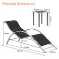thumbnail image 2 of Kicctian 3-Piece Reclining Chaise Lounge Chair Set, Outdoor Aluminum Patio Sun Loungers with Waterproof Cushions, Cup Holders & Side Table, for Poolside, Garden, Beach or Lawn, 2 of 7