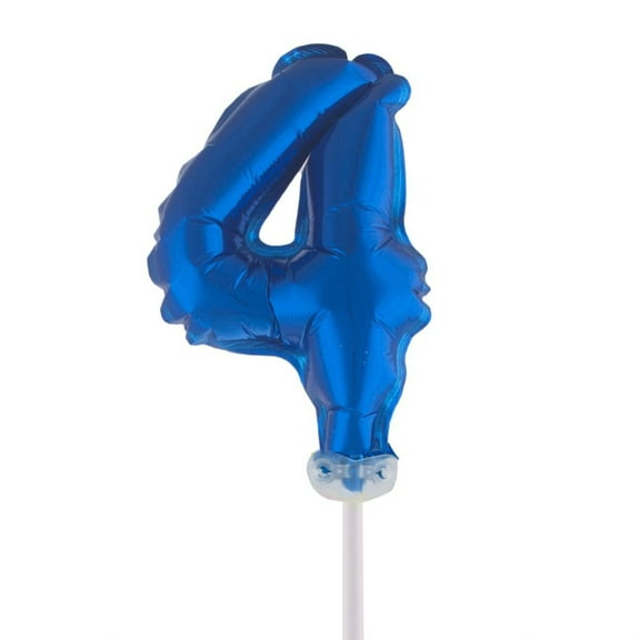 Balloon-Foil-Cake Topper-Number 4-5"-Blue