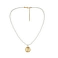 thumbnail image 2 of Fmlxio Initial Necklaces for Women Gold Pearl Coin Short Necklace Collarbone Chain Necklace Female on Clearance, 2 of 6