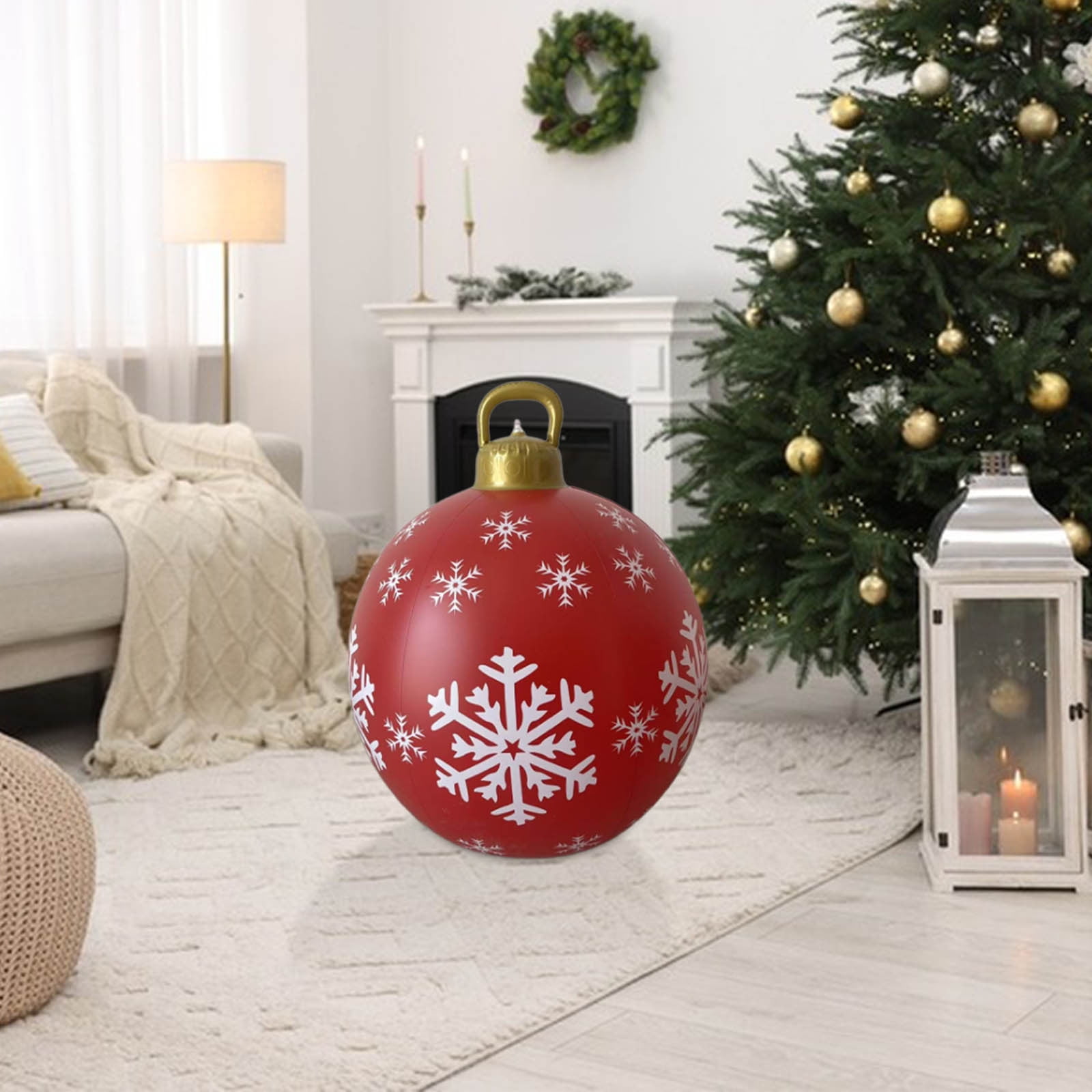 7 Boules De Noël Gonflables Géantes - 24 Pouces, PVC Floqué, Couleurs Vives, Pour Intérieur Et Extérieur
