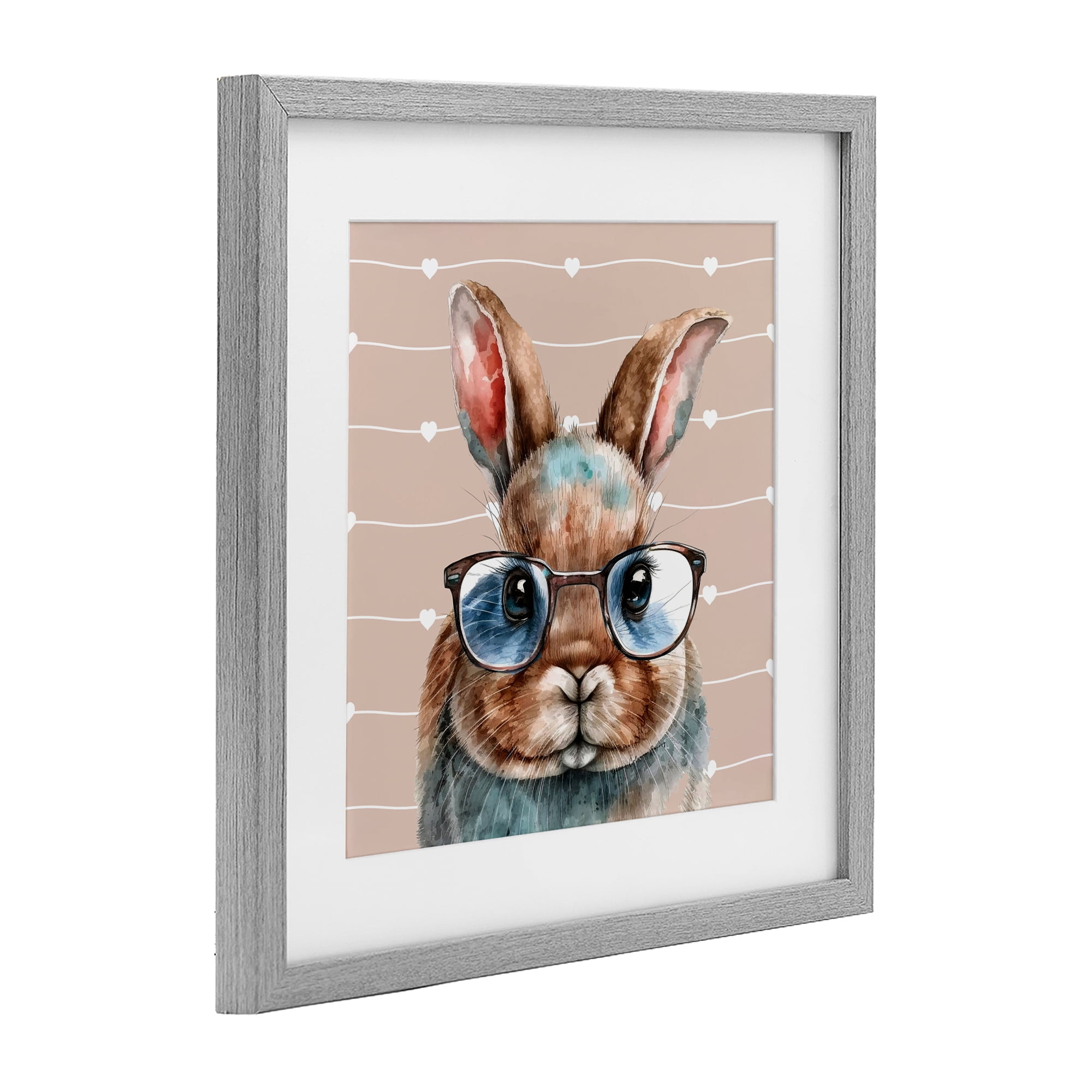 Stupell Industries Buster Rabbit with Specs Gray Framed Print Under Glass, design by Yvonne Coleman Burney