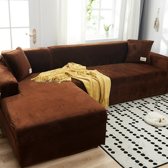 Guardoinrt Polyester Premium Universal Fit Sofa Protector Thick Sofa Seats Easy To Clean And Replace coffee