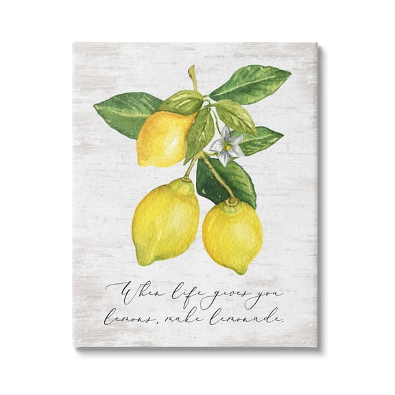 Stupell Industries Life & Lemons Phrase Food & Beverage Painting Gallery Wrapped Canvas Print Wall Art, 16 x 20