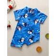 thumbnail image 4 of Bagilaanoe Toddler Baby Boy One-Piece Swimsuit Cartoon Print Short Sleeve Rashguard Swimwear 3T 4T 5T Kids Summer Beach Jumpsuit Bathing Suit, 4 of 9