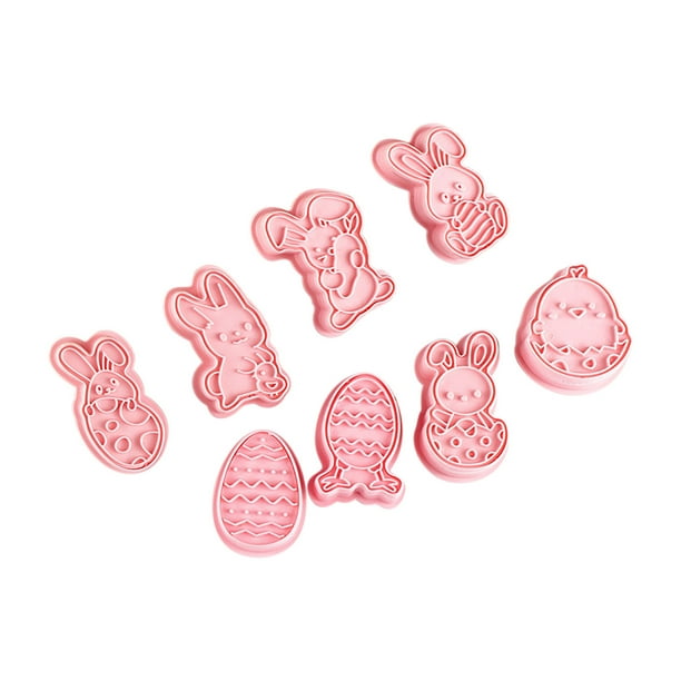 Pisexur Batería de cocina Moldes para pasteles con forma de conejito y pollito de Pascua, 8 tipos de moldes para postres y cortadores. para la cocina del hogar