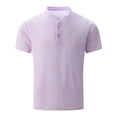 thumbnail image 2 of pstuiky Camisas de vestir de manga corta para hombre, Blusa/camisa informal de cuello redondo y botones de color liso para hombre, de moda de verano camisetas de hombre xxxl, 2 of 8