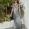 thumbnail image 5 of Blue Snakeskin Textured Pattern Dress Summer Street Style Bohemia Long Dresses Female Sleeveless Printed Maxi Dress, 5 of 9