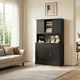 thumbnail image 3 of Aiho Kitchen Pantry Cabinet with Countertop Kitchen Hutch Storage Cabinet 67" Tall Pantry Coffee Bar with Storage, Modern Kitchen Hutch with Microwave Stand for Dining Room, Kitchen - Black, 3 of 6