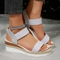 thumbnail image 1 of WIZUTIZ Sandales Compensées pour Femmes Sandales Rétro Confortables Extensibles Sandales de Plage à Enfiler Bout Rond Talon Bas (1 Pouces-2 Pouces) Sandales Solides Quotidiennes Livraison Gratuite Argent, 1 of 5