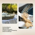thumbnail image 2 of Wicker Village Handmade 18" Large Round Blue Basket, Natural Bamboo and Cane Serving Tray with Handles, 2 of 10