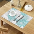 thumbnail image 4 of Aqua Chrysanthemum Flowers Placemat for Dinning Table Placemat Set of 4-Cotton Linen, Waterproof Cloth Table Mat-Easy Clean Place Mat Machine Washable Fabric, Floral Grey, 4 of 6