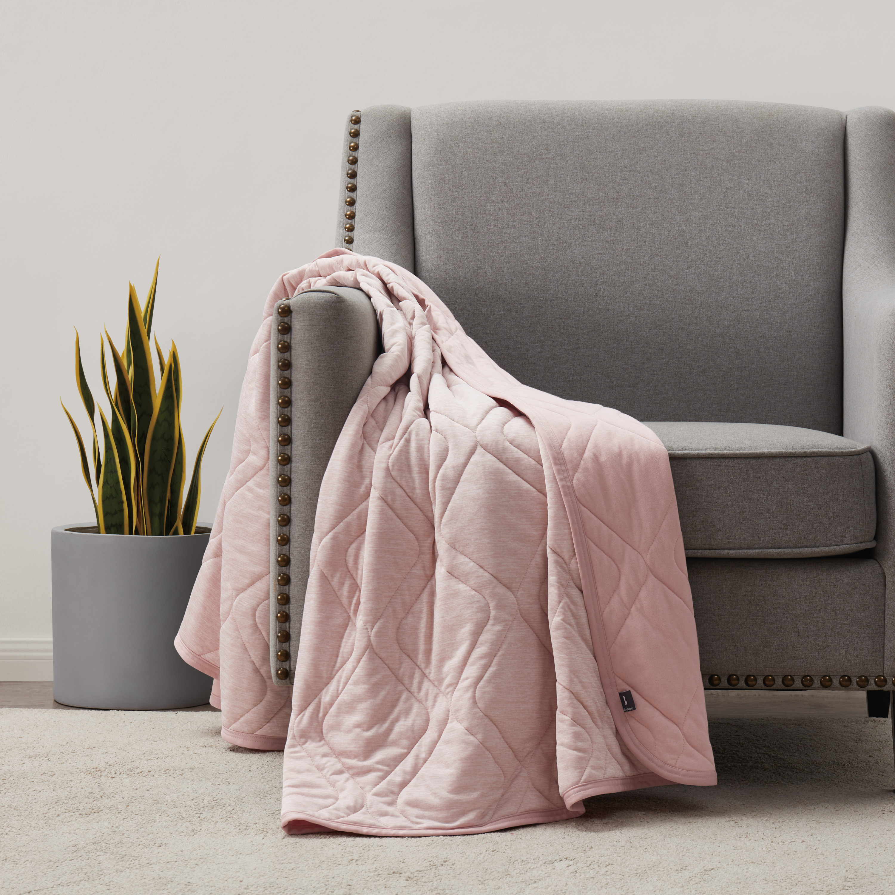 Brookstone Cooling Comfort Throw Blankets for Sleeping - Innovative Cooling Dual-Sided Throw - Oversized Cool Blanket for Hot Sleepers - Nylon and Polyethylene Blanket - Rose Smoke