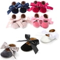 thumbnail image 2 of Infant Baby Girls Mary Jane Shoes Soft Sole Ballet Slippers Bow Princess Newborn Dress Wedding Flat Shoes, 2 of 6