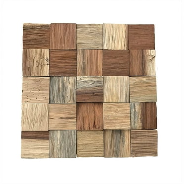 Ekena Millwork 11 7/8"W x 11 7/8"H x 1/2"P Heritage Boat Wood Mosaic Wall Tile, Natural Finish