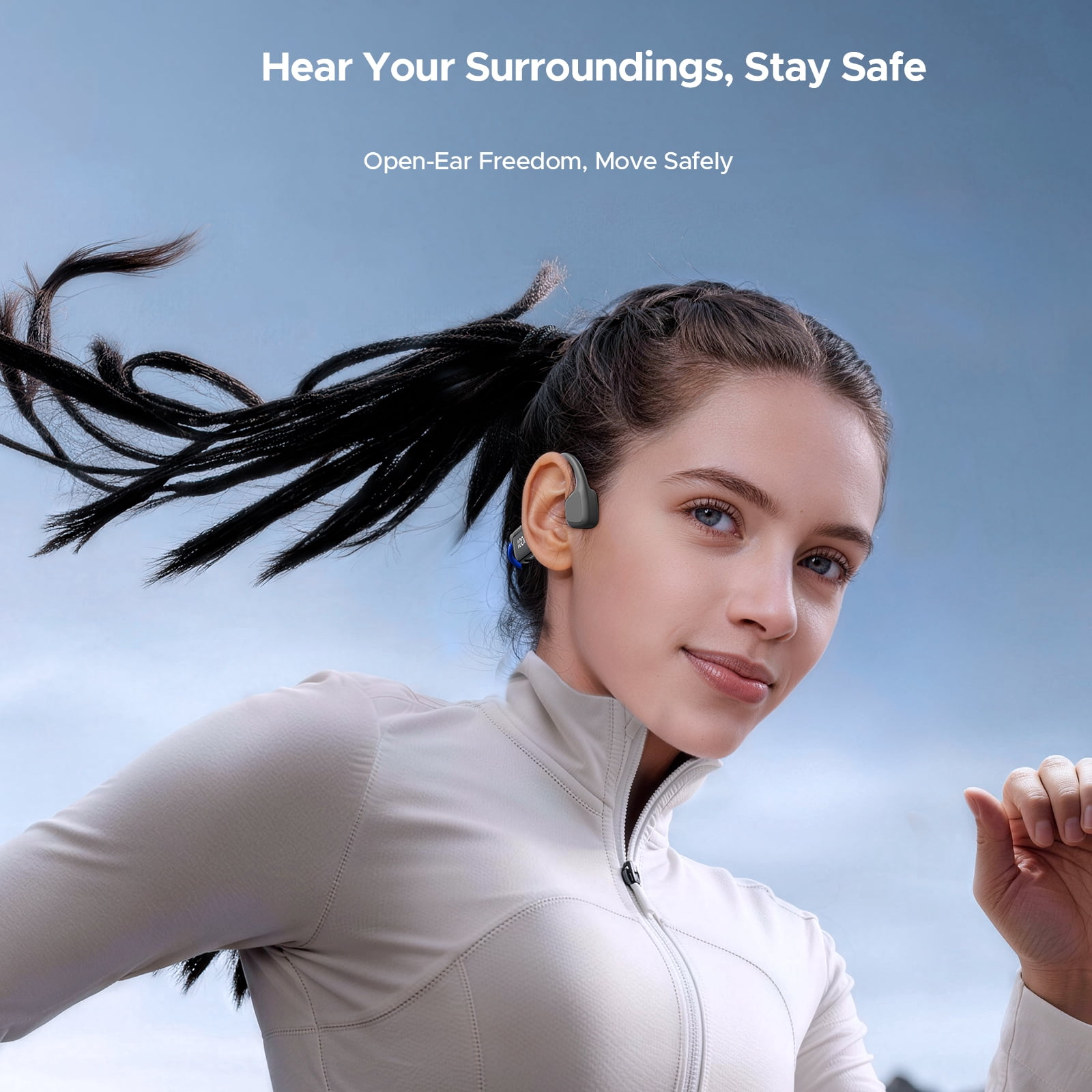 Doogee Bone Conduction Headphones, IP67 Waterproof Open Ear Headphone with LED Power Display, 9H Bluetooth 6.0 Sports Running Headphones, Dual Device Connection for Running, Cycling, Fitness